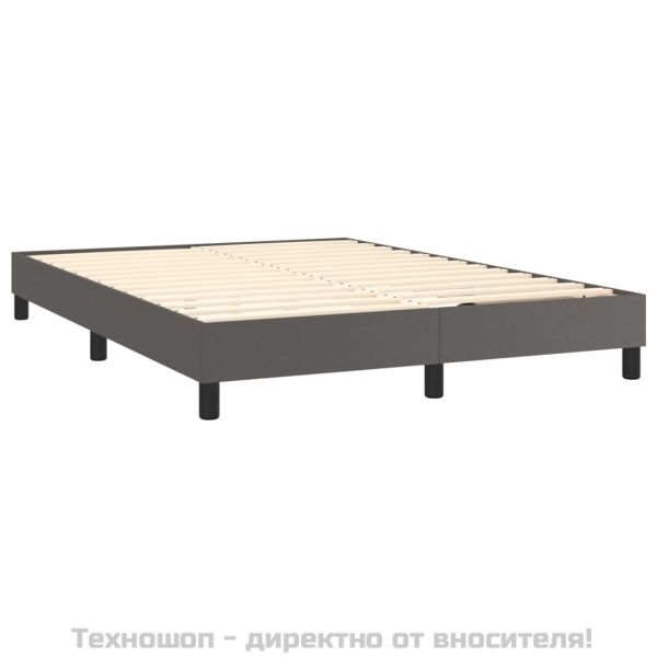 Рамка за легло с пружини сива 140x190 см изкуствена кожа