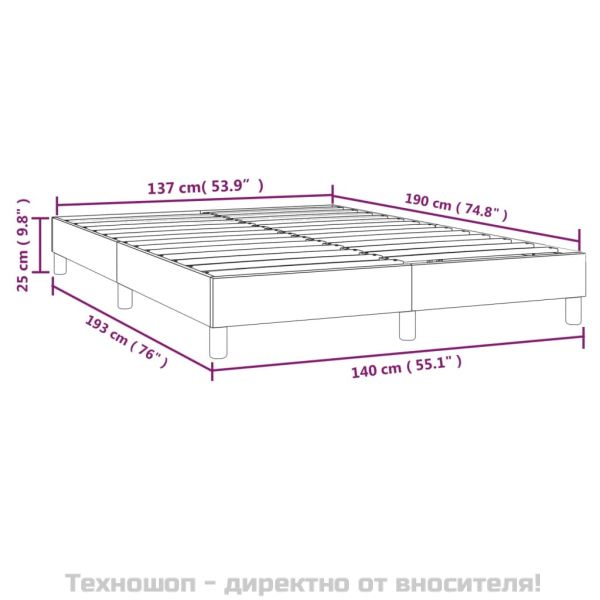 Рамка за легло с пружини сива 140x190 см изкуствена кожа
