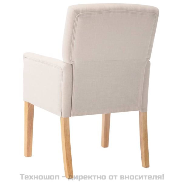 Трапезен стол с подлакътници, бежов, текстил