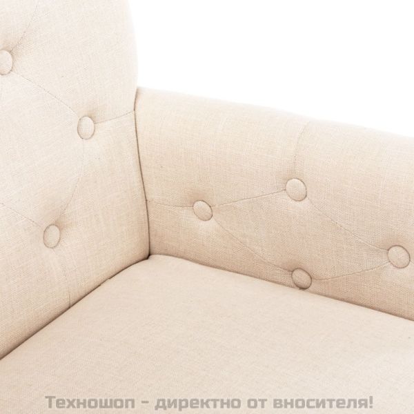 Трапезен стол с подлакътници, бежов, текстил