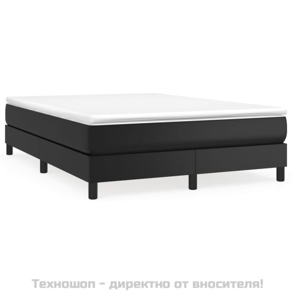 Боксспринг легло с матрак, черно, 140x190 см изкуствена кожа