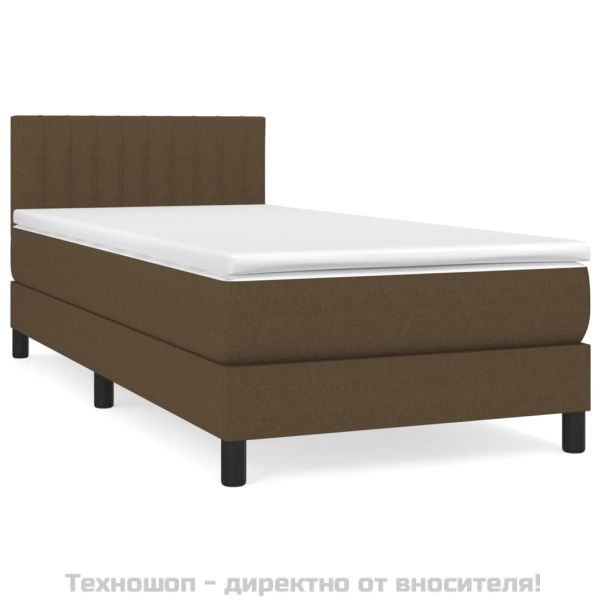 Боксспринг легло с матрак, тъмнокафяво, 90x200 см, плат
