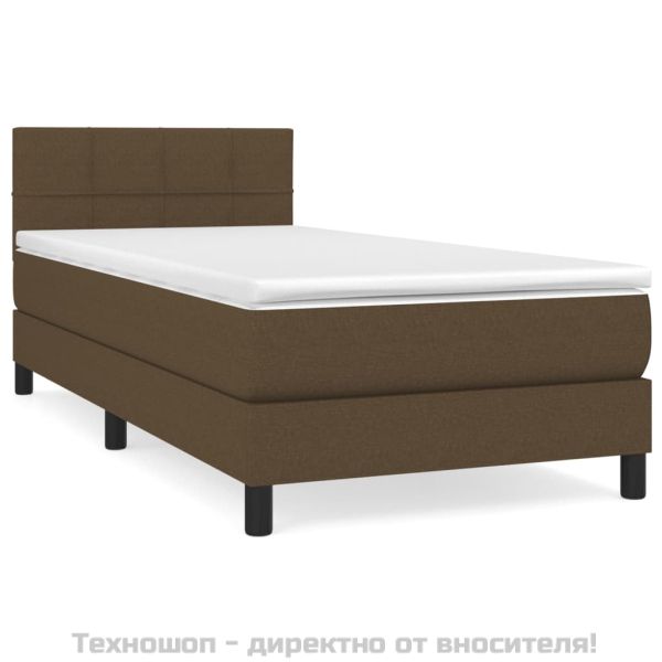 Боксспринг легло с матрак, тъмнокафяво, 90x200 см, плат