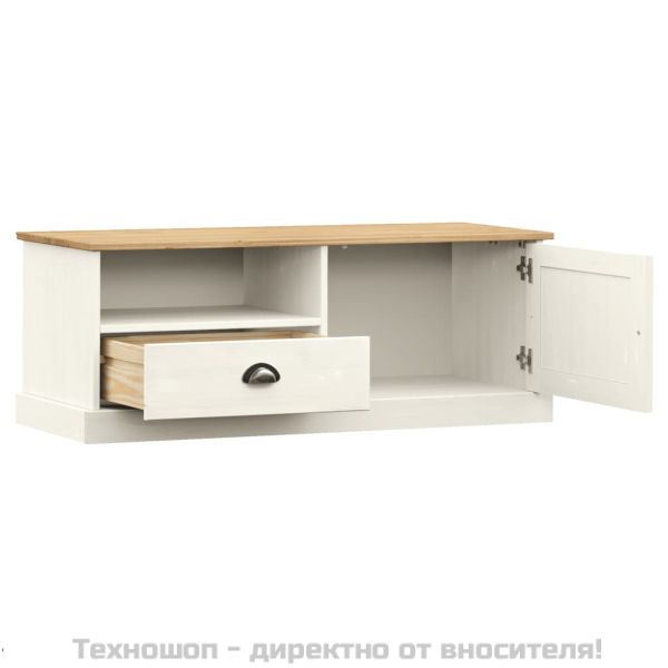 ТВ шкаф "VIGO" бял 106x40x40 см бор масив