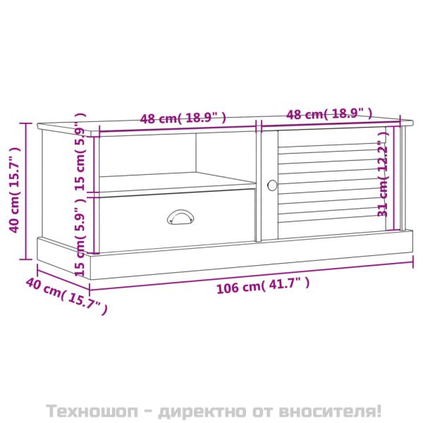 ТВ шкаф "VIGO" сив 106x40x40 см бор масив