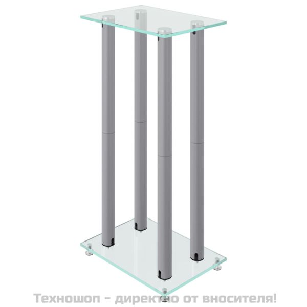 Стойки за тонколони 2 бр сребристи закалено стъкло 4 стълба