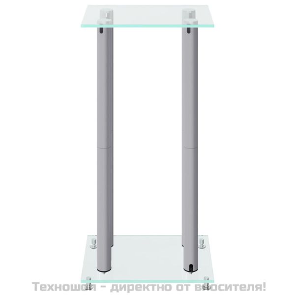 Стойки за тонколони 2 бр сребристи закалено стъкло 4 стълба