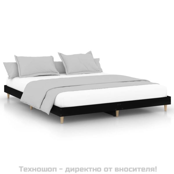 Рамка за легло, черна, 150x200 см, инженерно дърво