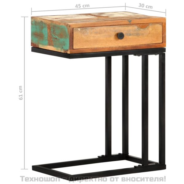 U-образна странична маса 45x30x61 см регенерирано дърво масив