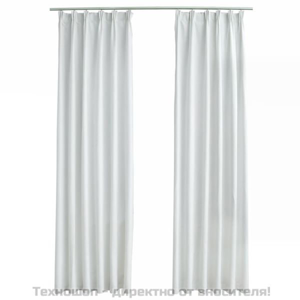 Затъмняващи завеси с куки, 2 бр, белезникави, 140x245 см