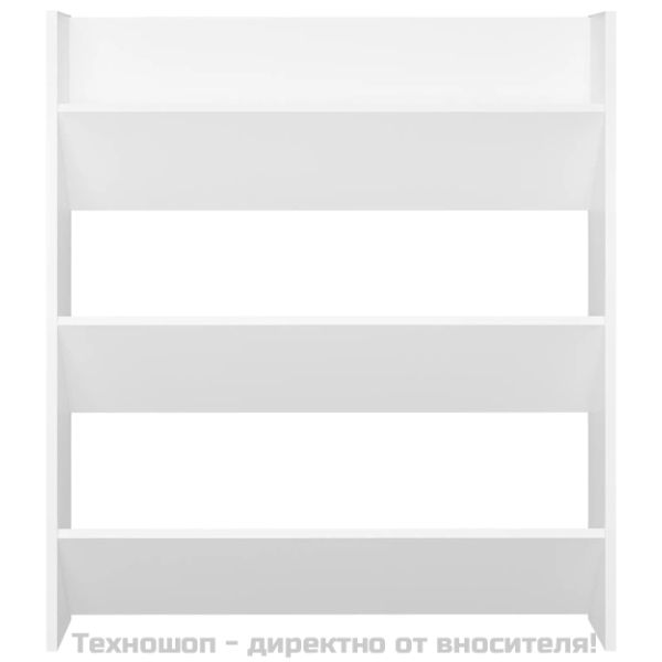 Стенен шкаф за обувки, бял, 80x18x90 см, инженерно дърво