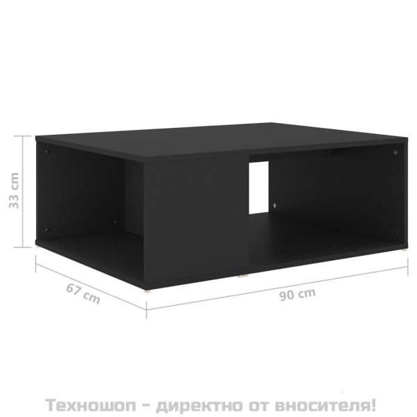 Маса за кафе, черна, 90x67x33 см, инженерно дърво