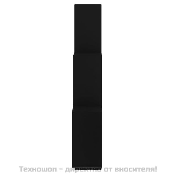 Стенен кубичен рафт, черен, 78x15x93 см, инженерно дърво