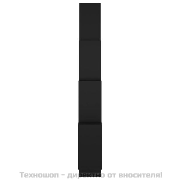 Стенен кубичен рафт, черен, 90x15x119 см, инженерно дърво