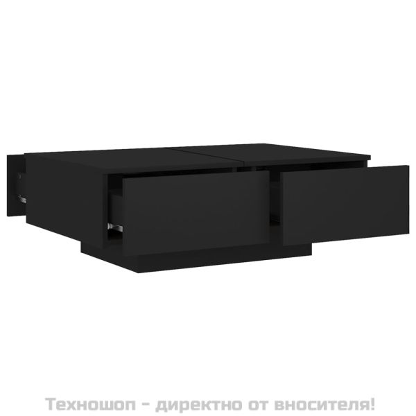 Маса за кафе, черна, 90x60x31 см, инженерно дърво