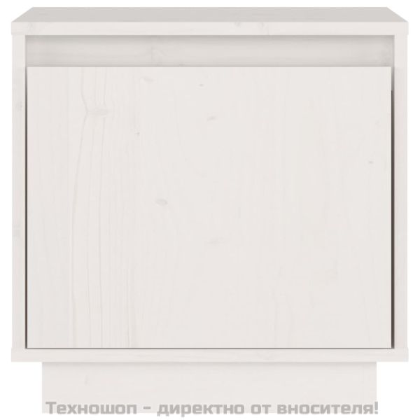 Нощно шкафче, бяло, 40x30x40 см, борово дърво масив