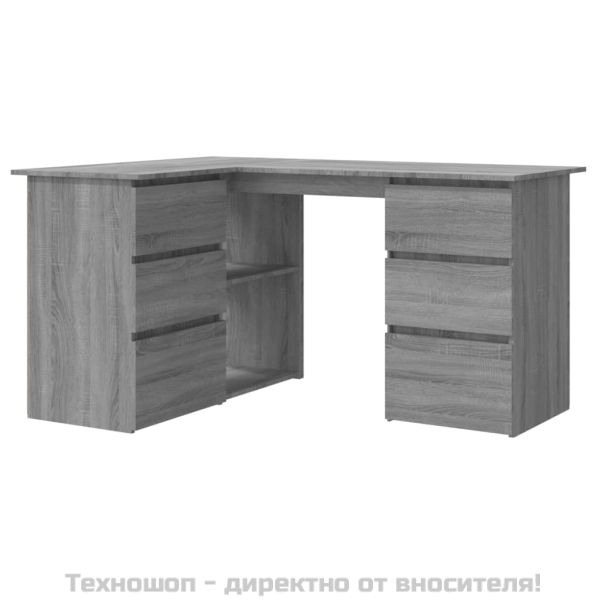 Бюро, сив сонома, 145x100x76 см, инженерно дърво