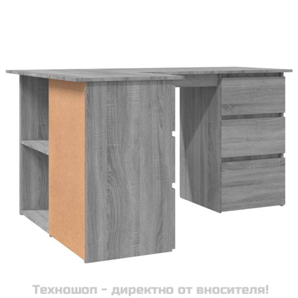 Бюро, сив сонома, 145x100x76 см, инженерно дърво