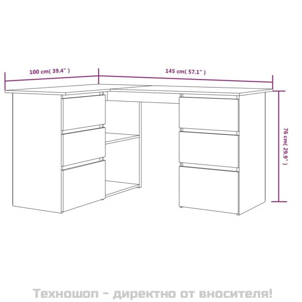 Бюро, сив сонома, 145x100x76 см, инженерно дърво