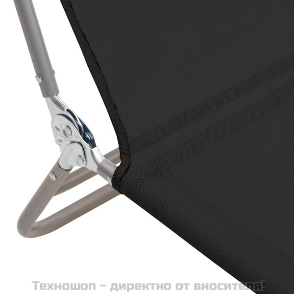 Сгъваеми шезлонги 2 бр черни текстилен и стомана