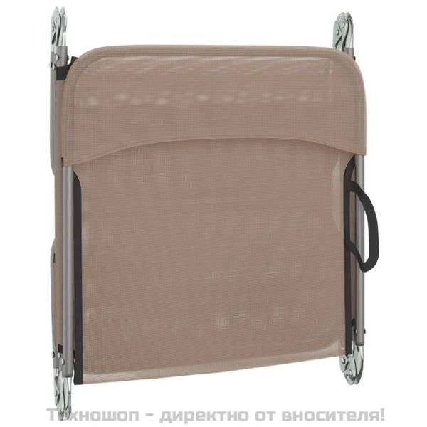 Сгъваеми шезлонги 2 бр таупе текстилен и стомана