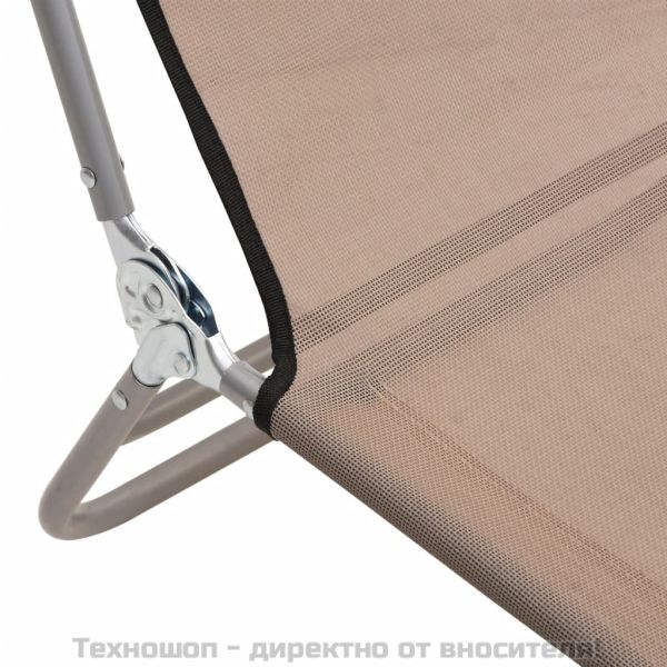 Сгъваеми шезлонги 2 бр таупе текстилен и стомана