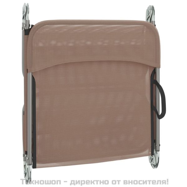 Сгъваеми шезлонги 2 бр кафяви текстилен и стомана