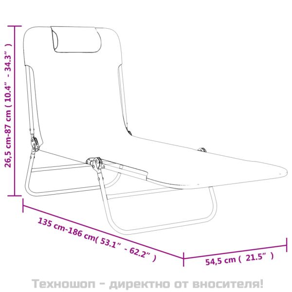 Сгъваеми шезлонги 2 бр кафяви текстилен и стомана