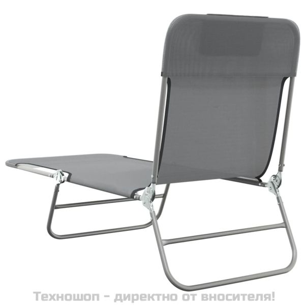 Сгъваеми шезлонги 2 бр сиви текстилен и стомана