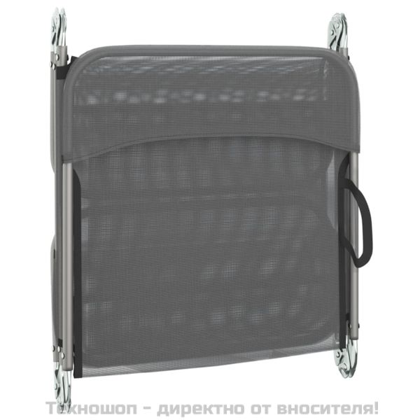 Сгъваеми шезлонги 2 бр сиви текстилен и стомана