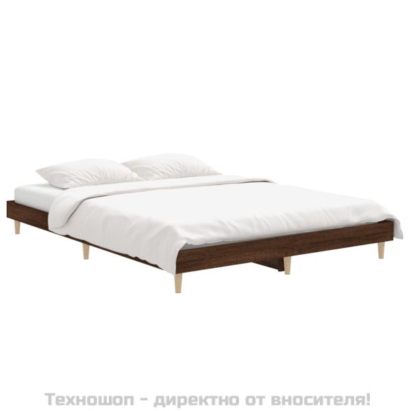 Рамка за легло, кафяв дъб, 135x190 см, инженерно дърво