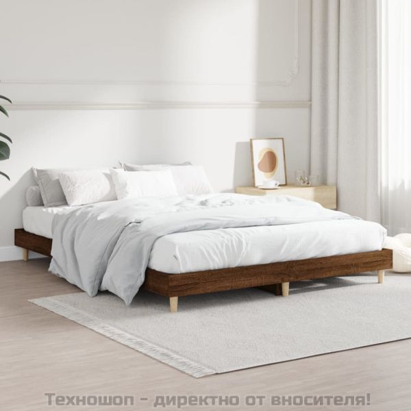 Рамка за легло, кафяв дъб, 135x190 см, инженерно дърво