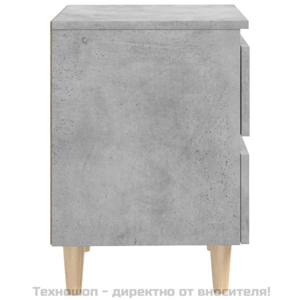 Нощни шкафчета крака от бор масив 2 бр бетонно сиви 40x35x50 см