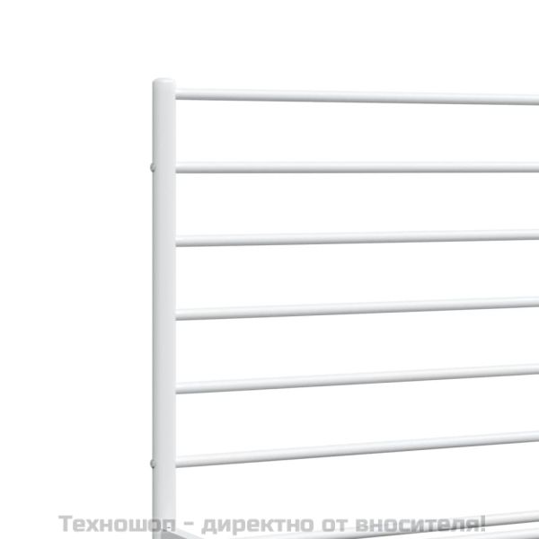 Метална рамка за легло с горна табла, бяла, 120x200 см