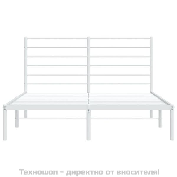 Метална рамка за легло с горна табла, бяла, 140x200 см