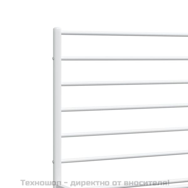 Метална рамка за легло с горна табла, бяла, 140x200 см