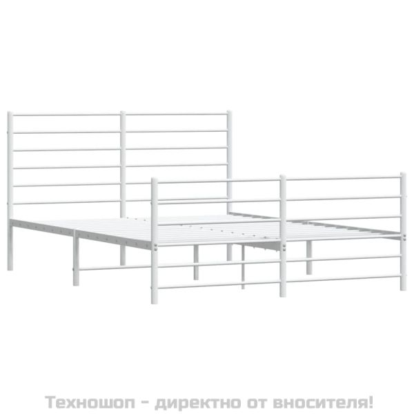 Метална рамка за легло с горна и долна табла, бяла, 120x200 см