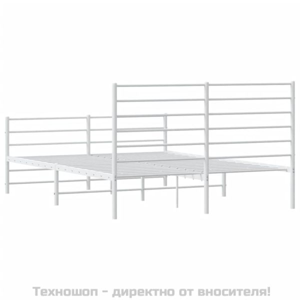 Метална рамка за легло с горна и долна табла, бяла, 120x200 см
