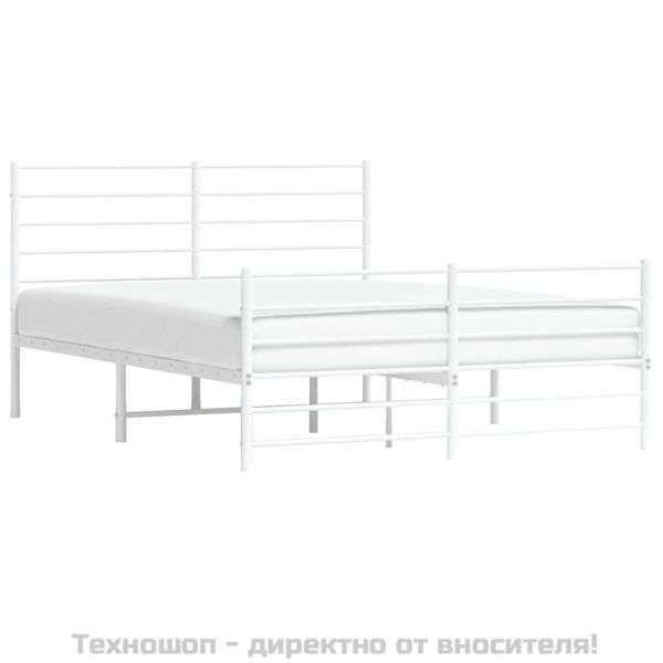 Метална рамка за легло с горна и долна табла, бяла, 140x190 см