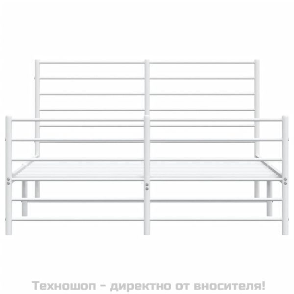 Метална рамка за легло с горна и долна табла, бяла, 140x190 см
