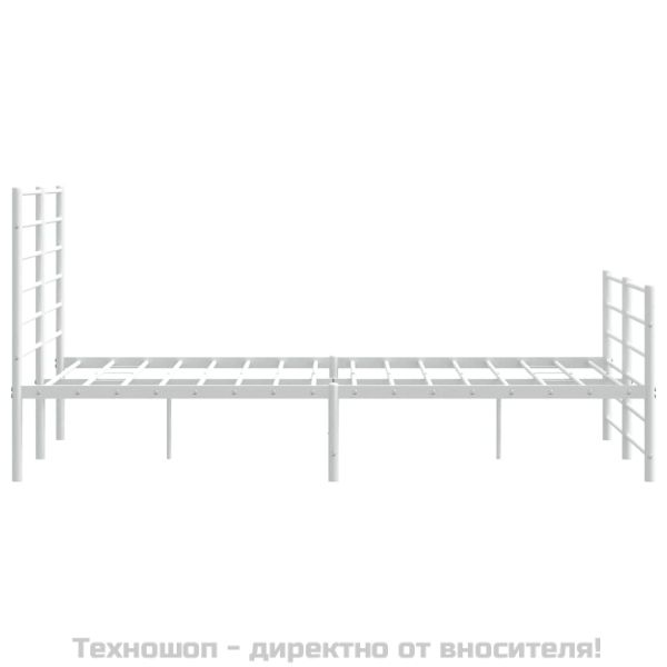 Метална рамка за легло с горна и долна табла, бяла, 140x190 см