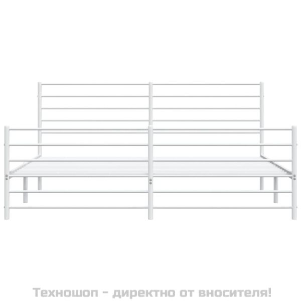 Метална рамка за легло с горна и долна табла, бяла, 200x200 см