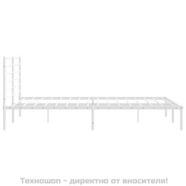 Метална рамка за легло с горна табла, бяла, 180x200 см