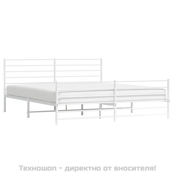 Метална рамка за легло с горна и долна табла, бяла, 180x200 см