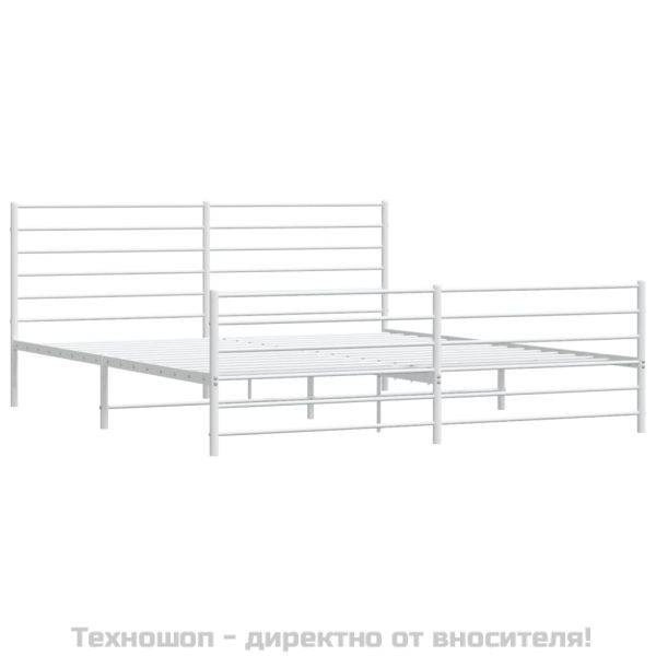 Метална рамка за легло с горна и долна табла, бяла, 180x200 см