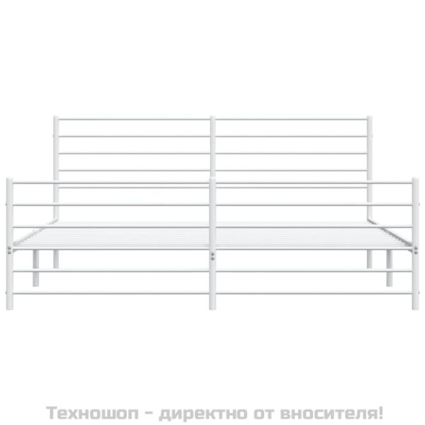 Метална рамка за легло с горна и долна табла, бяла, 180x200 см