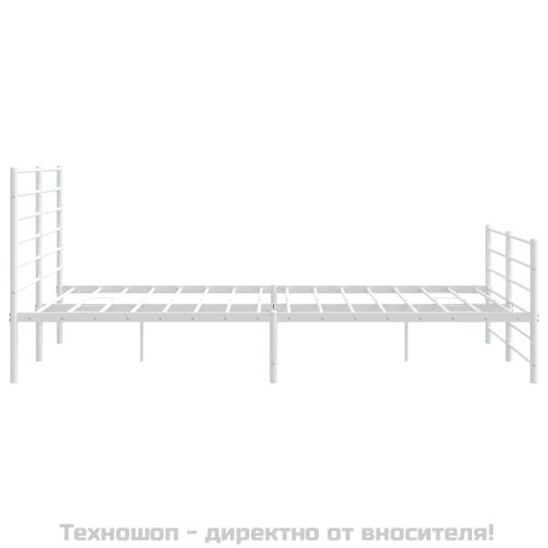 Метална рамка за легло с горна и долна табла, бяла, 180x200 см