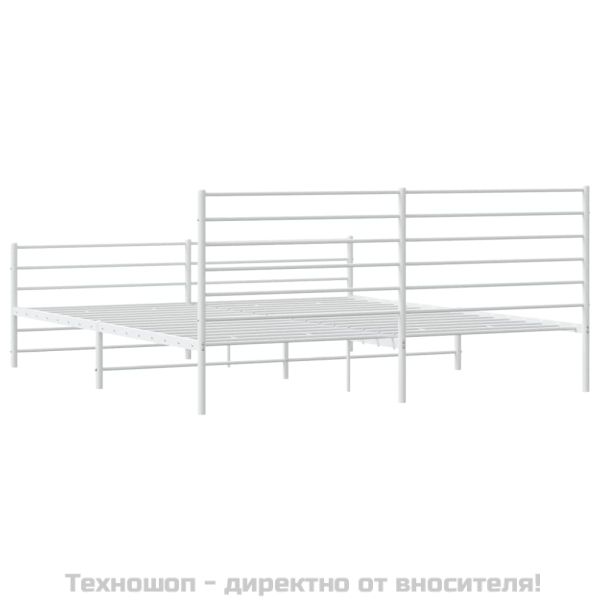 Метална рамка за легло с горна и долна табла, бяла, 180x200 см