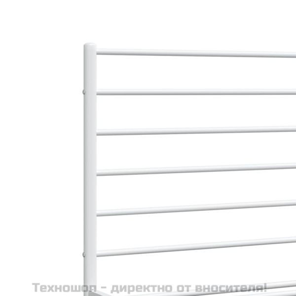 Метална рамка за легло с горна и долна табла, бяла, 180x200 см