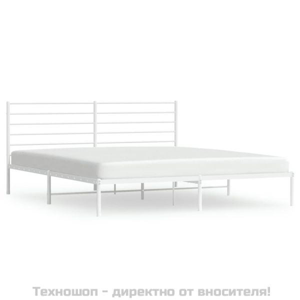 Метална рамка за легло с горна табла, черна, 183x213 см